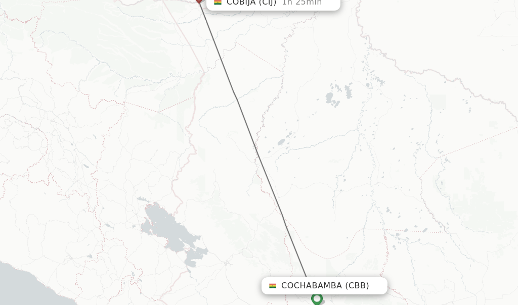 Direct (nonstop) flights from Cochabamba to Cobija schedules