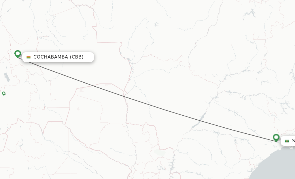 Direct (nonstop) flights from Cochabamba to Sao Paulo schedules