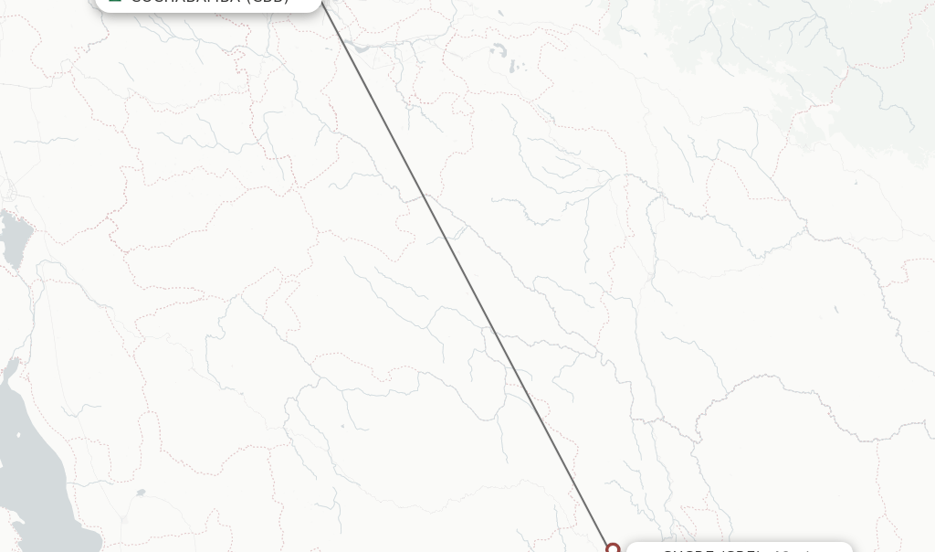 Direct (nonstop) flights from Cochabamba to Sucre schedules