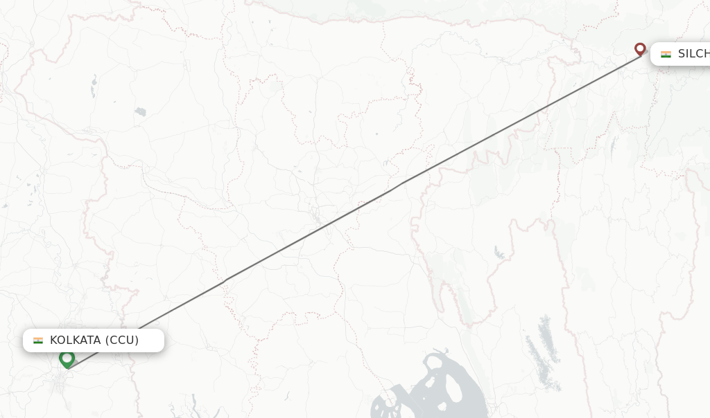 Direct (nonstop) flights from Kolkata to Silchar schedules