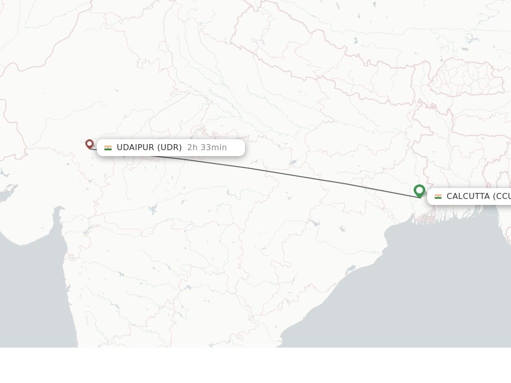 Direct (nonstop) flights from Kolkata to Udaipur schedules
