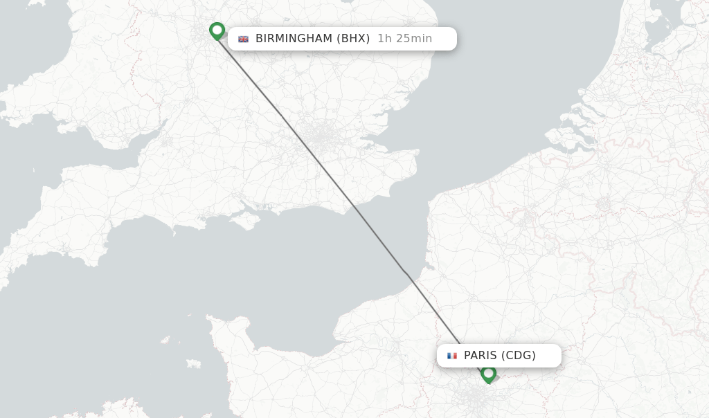 Direct (nonstop) flights from Paris to Birmingham schedules