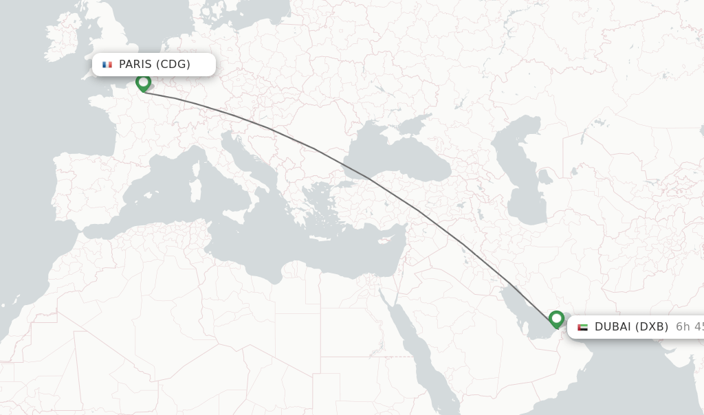 Direct (nonstop) flights from Paris to Dubai schedules