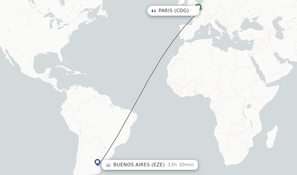 Direct (nonstop) flights from Paris to Buenos Aires schedules
