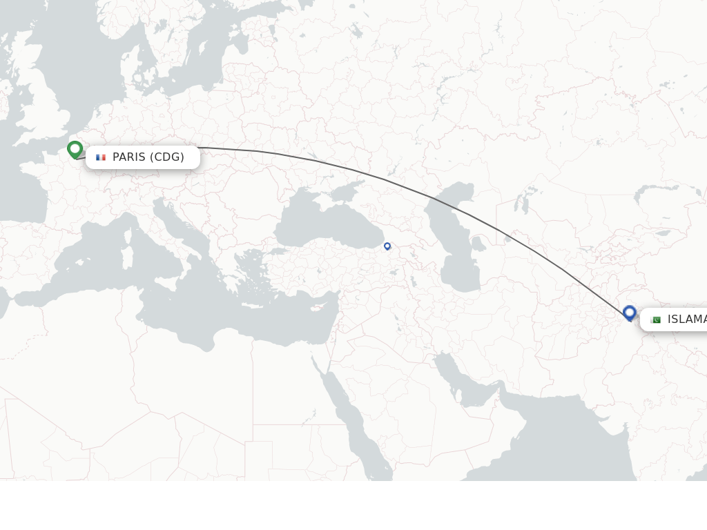 Direct (nonstop) flights from Paris to Islamabad schedules