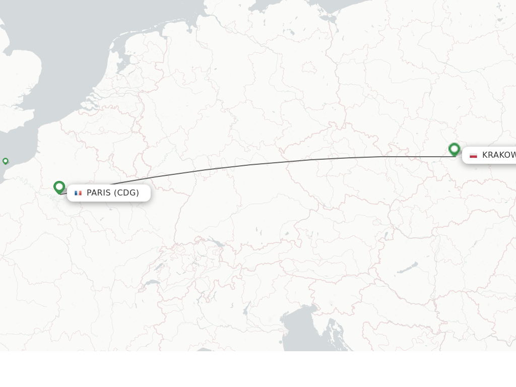 Direct (nonstop) flights from Paris to Krakow schedules