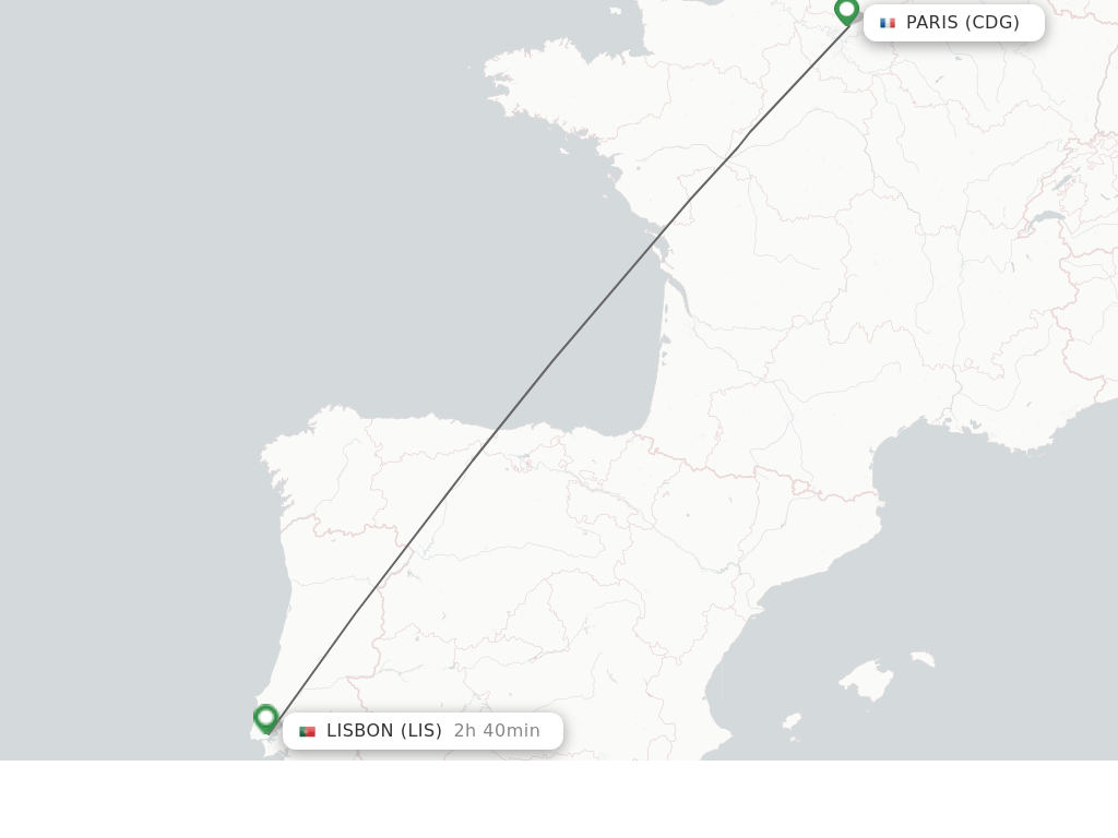 Direct (nonstop) flights from Paris to Lisbon schedules