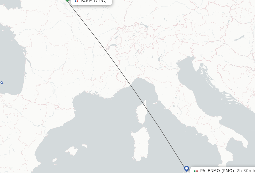 Direct (nonstop) flights from Paris to Palermo schedules