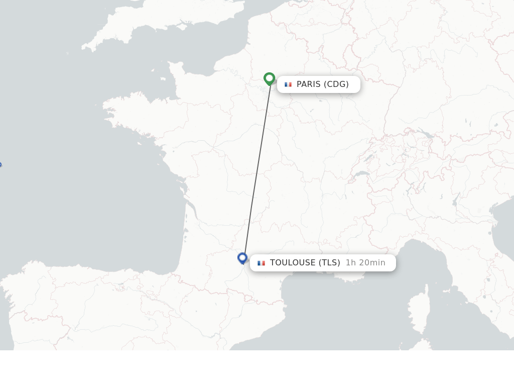Direct (nonstop) flights from Paris to Toulouse schedules