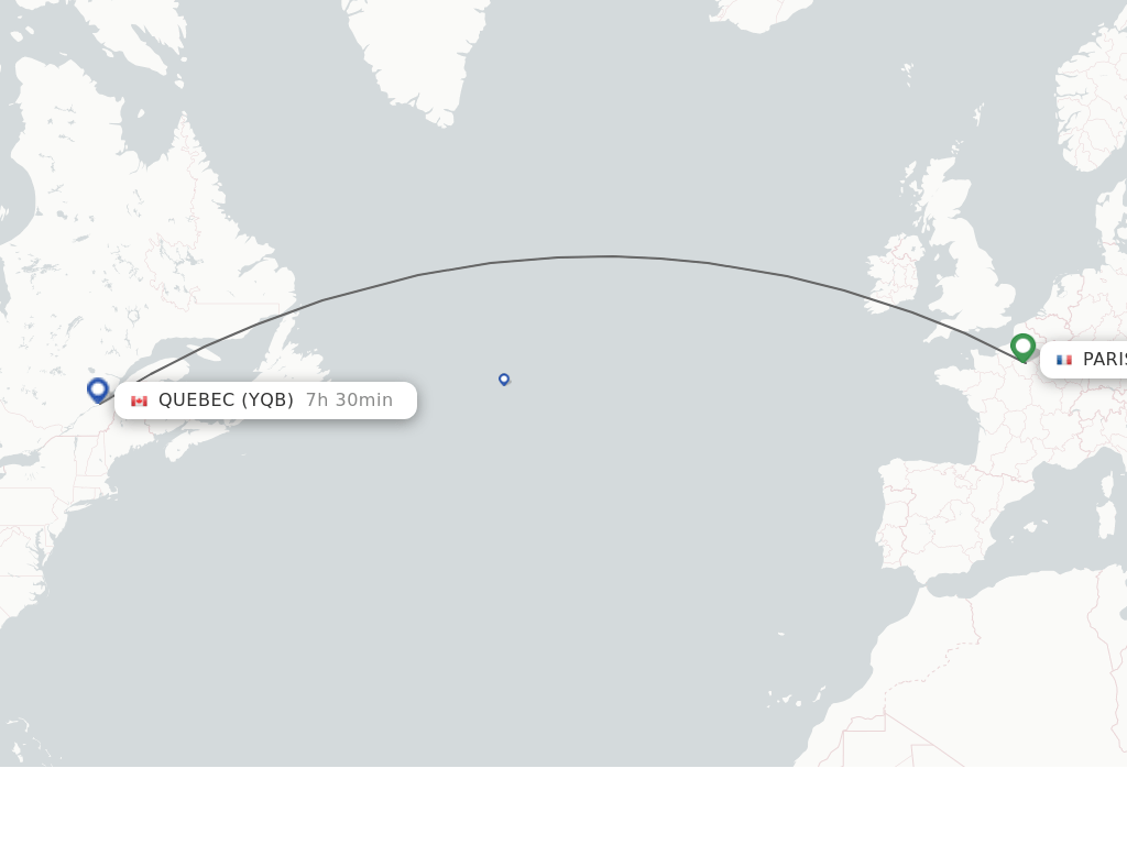 Direct (nonstop) flights from Paris to Quebec schedules