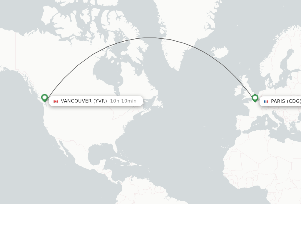 Direct (nonstop) flights from Paris to Vancouver schedules