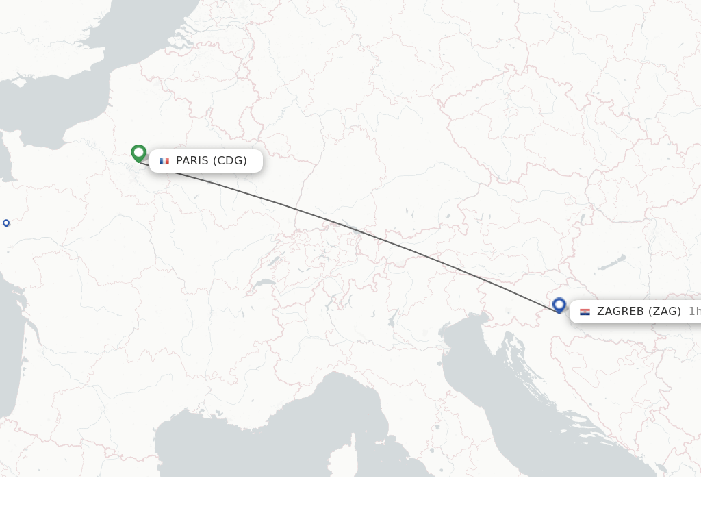 Direct (nonstop) flights from Paris to Zagreb schedules