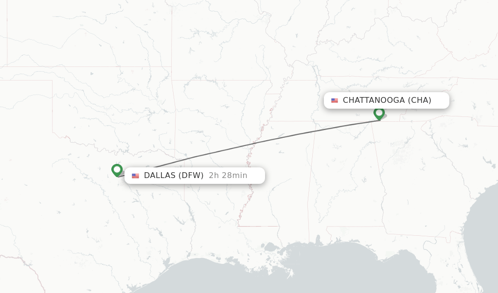 Direct (nonstop) flights from Chattanooga to Dallas schedules