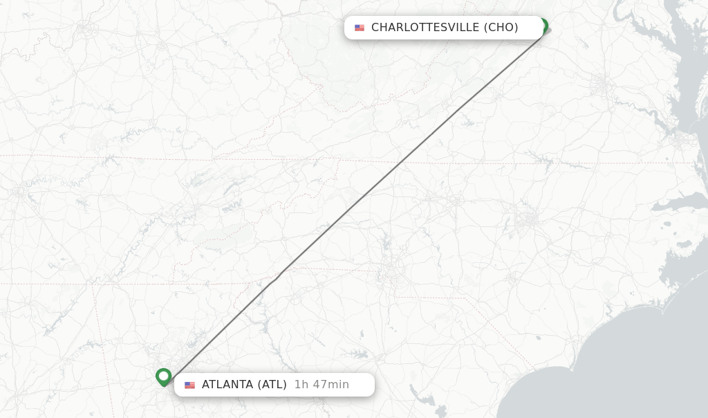 Direct (nonstop) flights from Charlottesville to Atlanta schedules