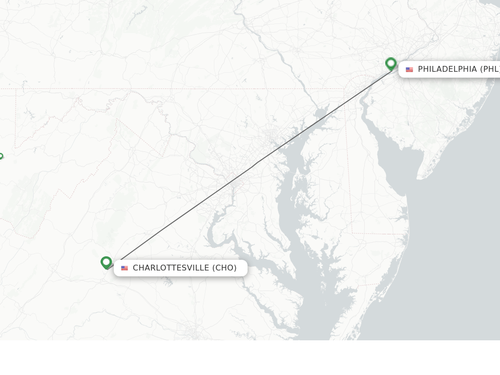 Direct (nonstop) flights from Charlottesville to Philadelphia