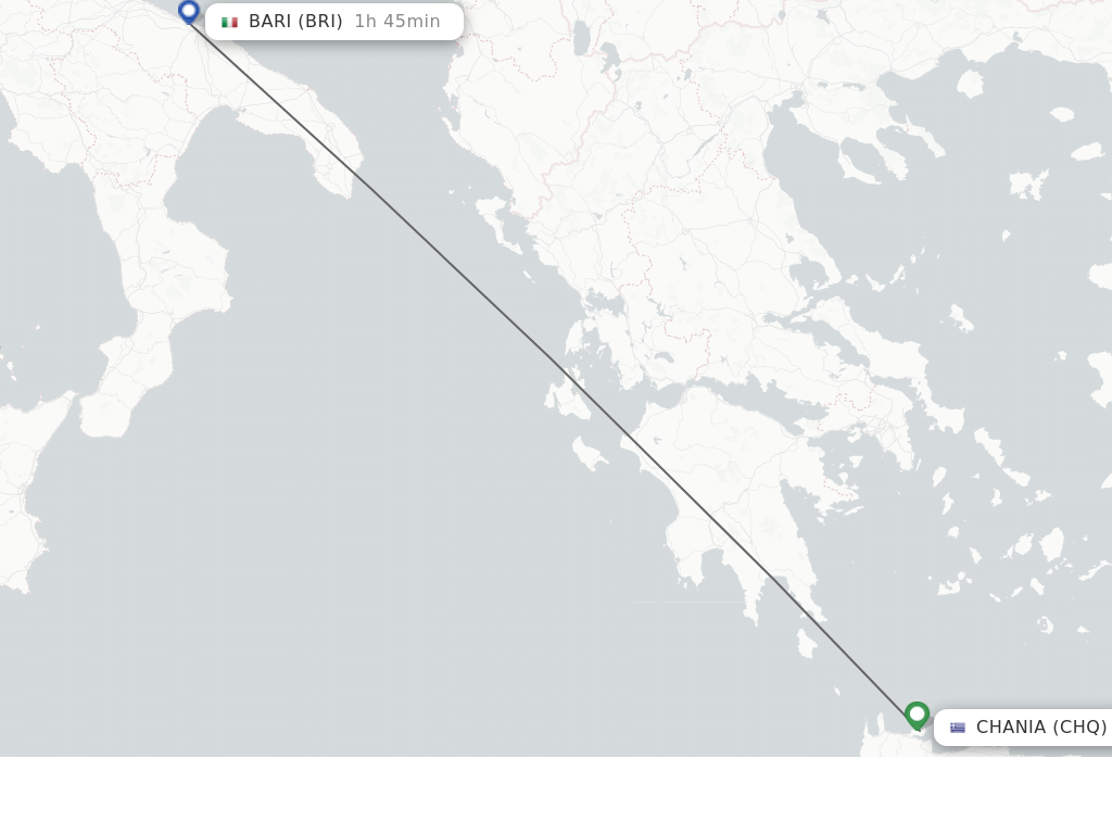 Direct (nonstop) flights from Chania to Bari schedules