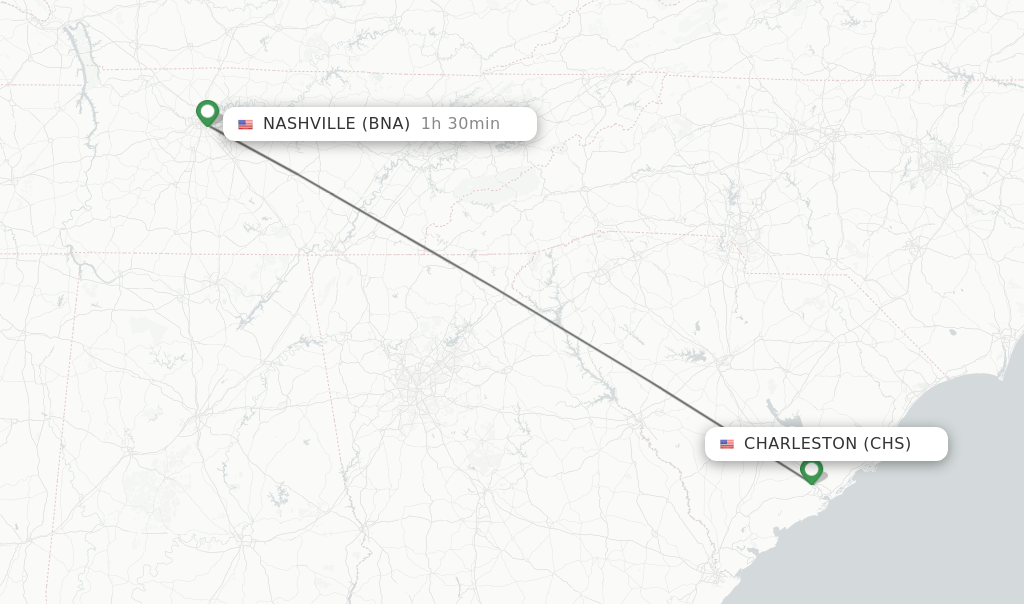 Direct (nonstop) flights from Charleston to Nashville schedules