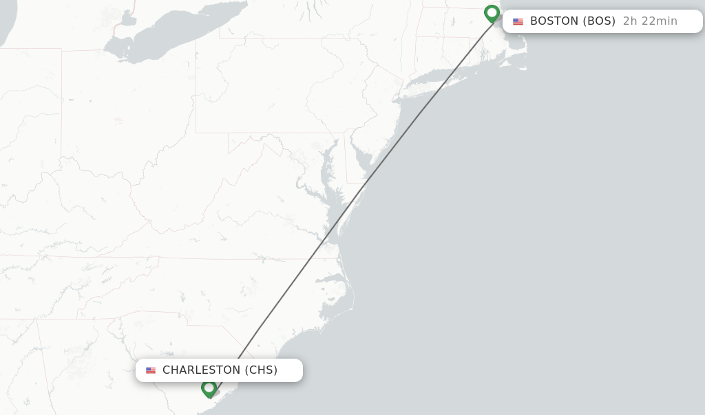 Direct (nonstop) flights from Charleston to Boston schedules