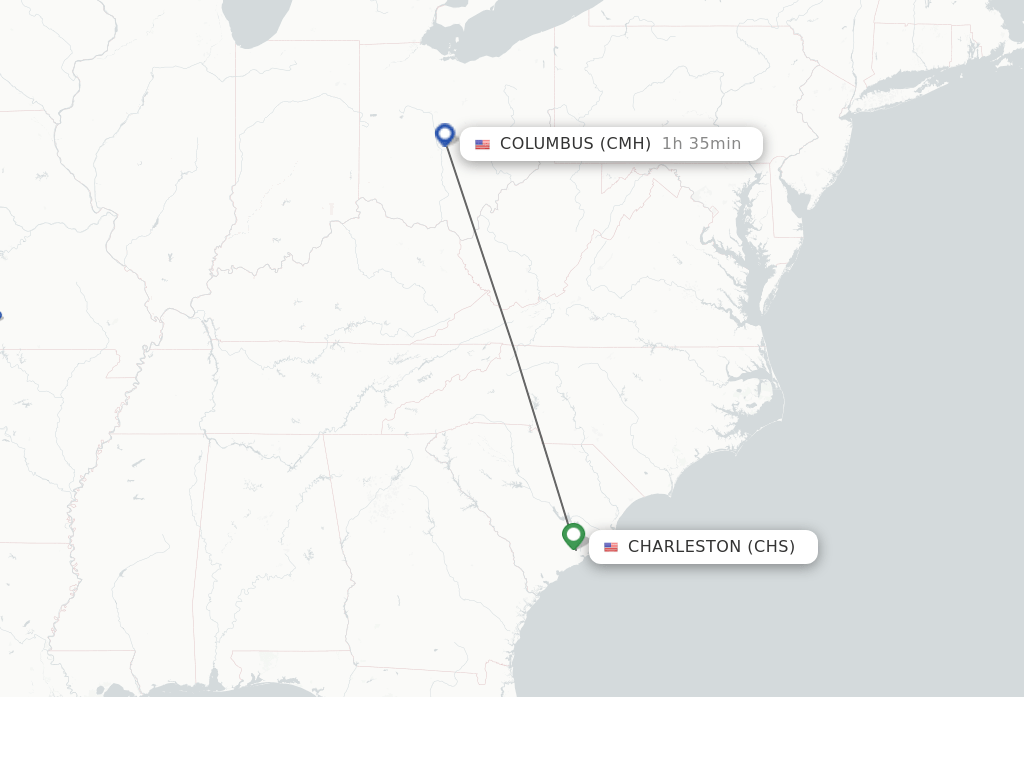 Direct (nonstop) flights from Charleston to Columbus schedules