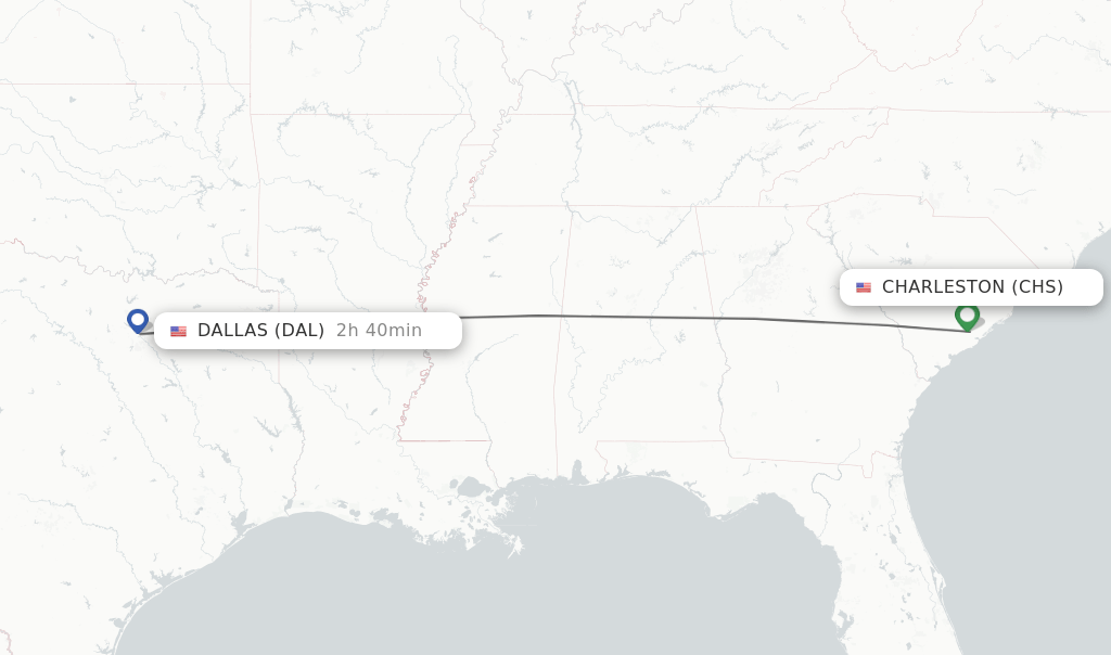 Direct (nonstop) flights from Charleston to Dallas schedules