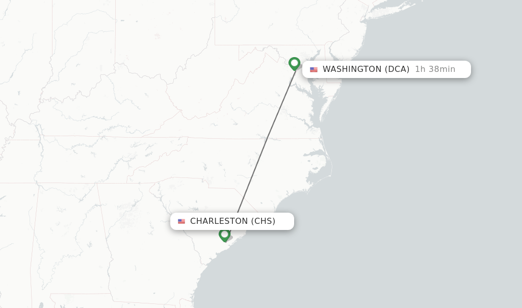 Direct (nonstop) flights from Charleston to Washington schedules
