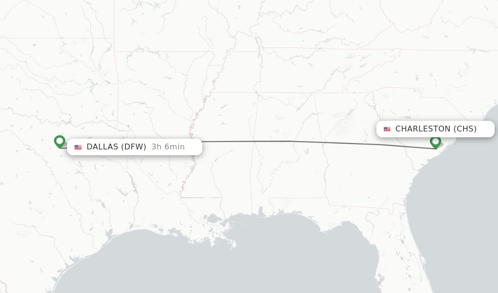 Direct (nonstop) flights from Charleston to Dallas schedules