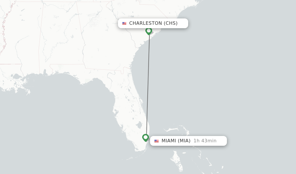 Direct (nonstop) flights from Charleston to Miami schedules