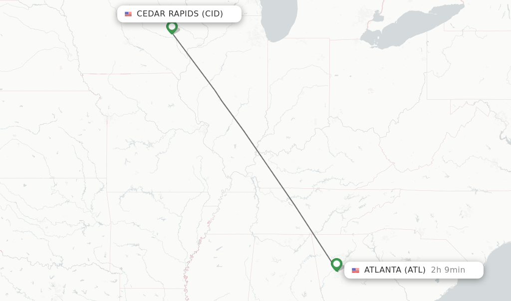 Direct (nonstop) flights from Cedar Rapids to Atlanta schedules