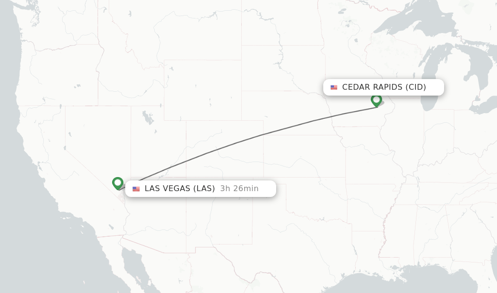 Direct (nonstop) flights from Cedar Rapids to Las Vegas schedules