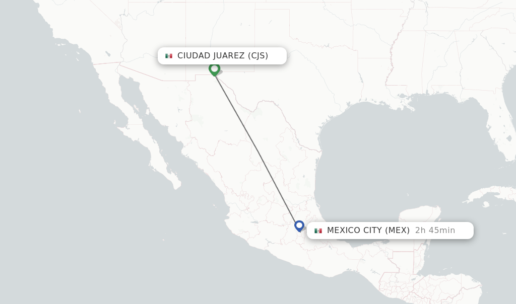 Direct (nonstop) flights from Ciudad Juarez to Mexico City schedules