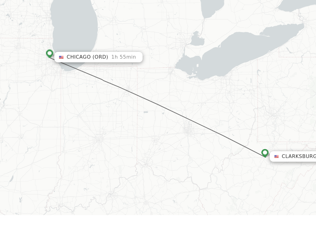 Direct (nonstop) flights from Clarksburg to Chicago schedules