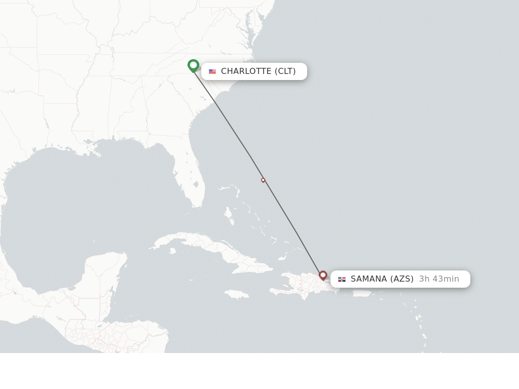 Direct (nonstop) flights from Charlotte to El Catey/Samana schedules