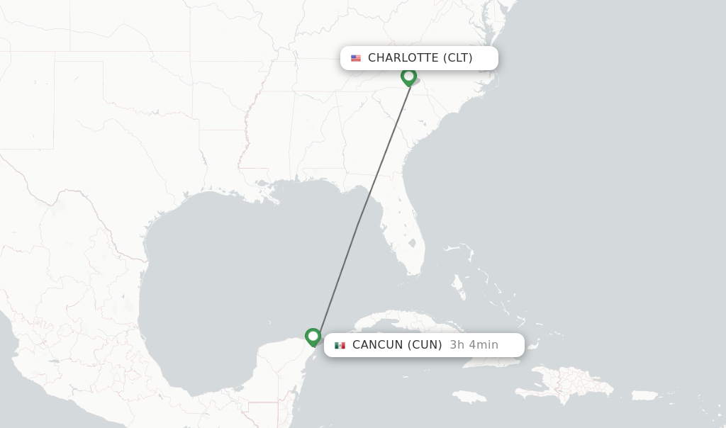 Direct (nonstop) flights from Charlotte to Cancun schedules