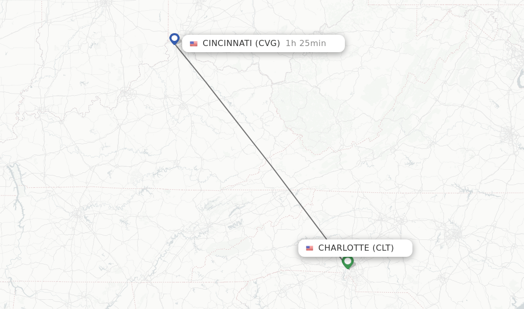 Direct (nonstop) flights from Charlotte to Cincinnati schedules