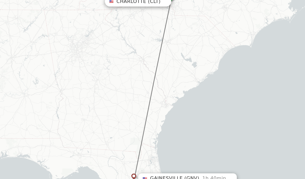 Direct (nonstop) flights from Charlotte to Gainesville schedules