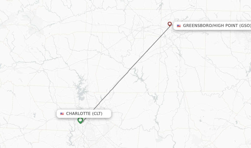 Direct (nonstop) flights from Charlotte to Greensboro/High Point