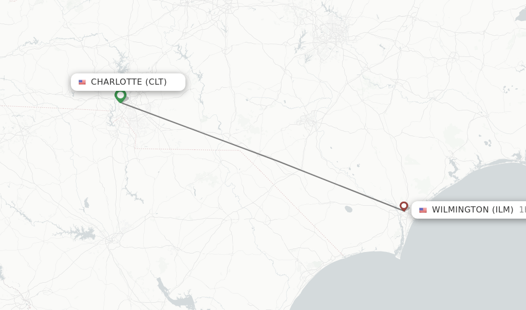 Direct (nonstop) flights from Charlotte to Wilmington schedules