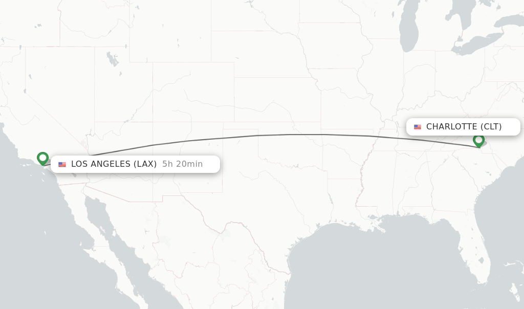 Direct (nonstop) flights from Charlotte to Los Angeles schedules