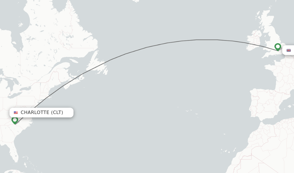 Direct (nonstop) flights from Charlotte to London schedules