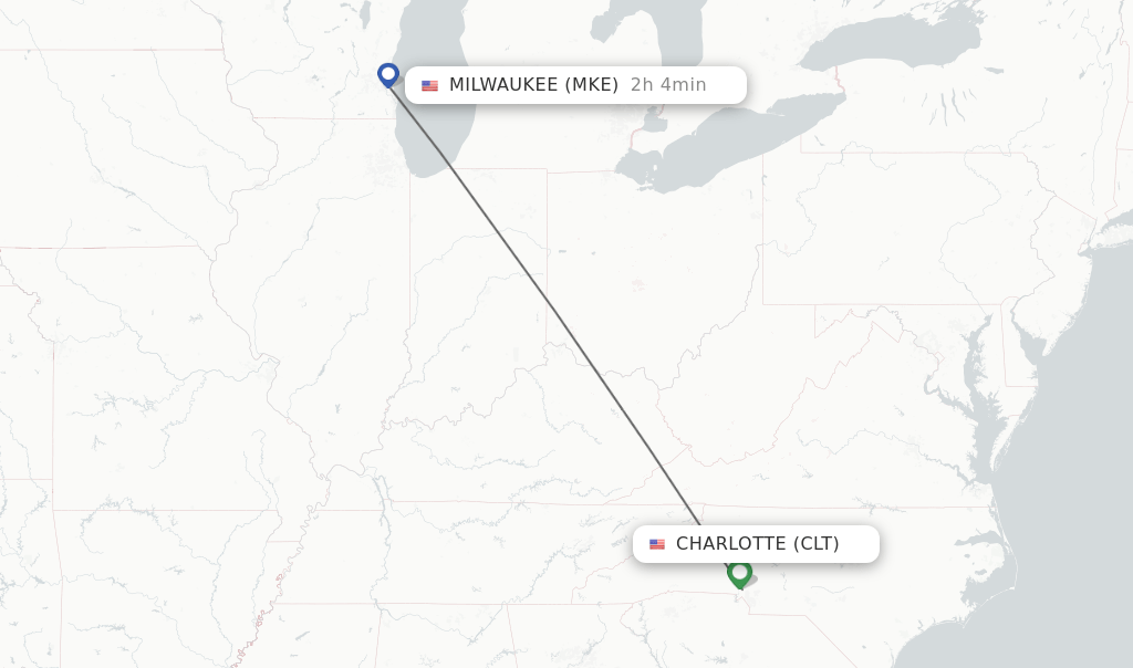 Direct (nonstop) flights from Charlotte to Milwaukee schedules
