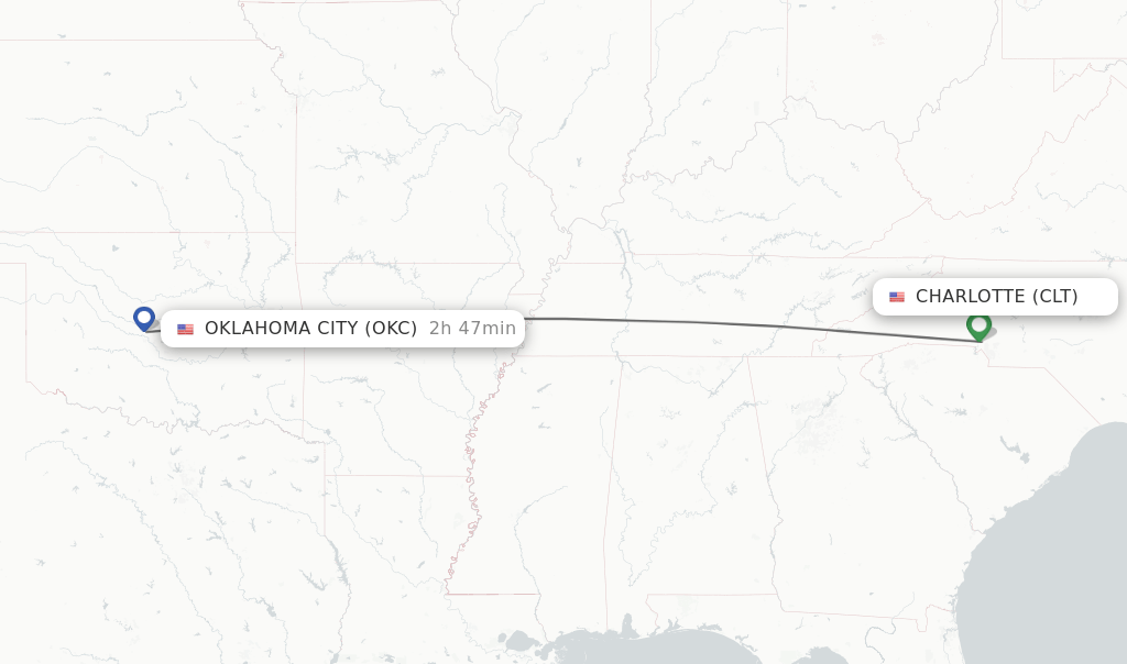 Direct (nonstop) flights from Charlotte to Oklahoma City schedules