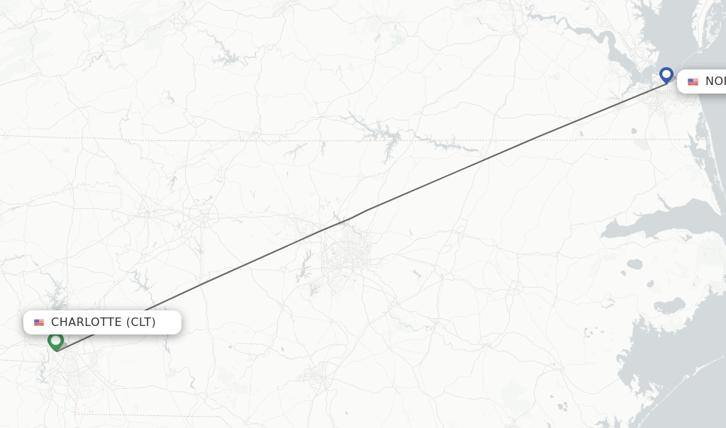 Direct (nonstop) flights from Charlotte to Norfolk schedules