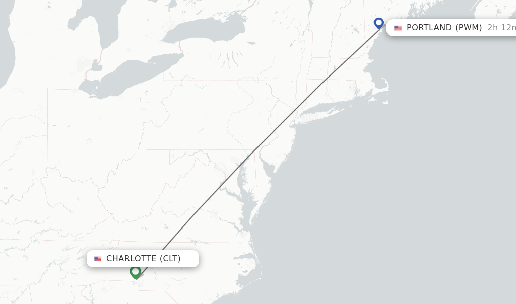 Direct (nonstop) flights from Charlotte to Portland schedules