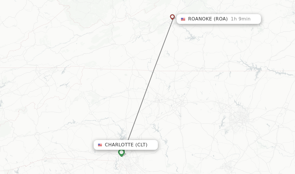 Direct (nonstop) flights from Charlotte to Roanoke schedules