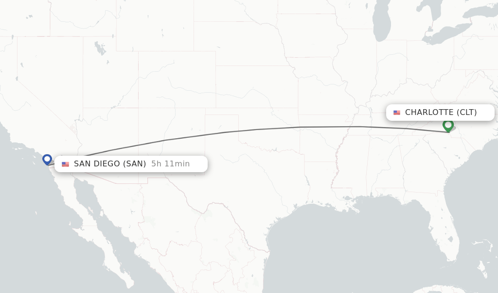 Direct (nonstop) flights from Charlotte to San Diego schedules