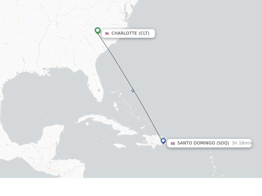 Direct (nonstop) flights from Charlotte to Santo Domingo schedules