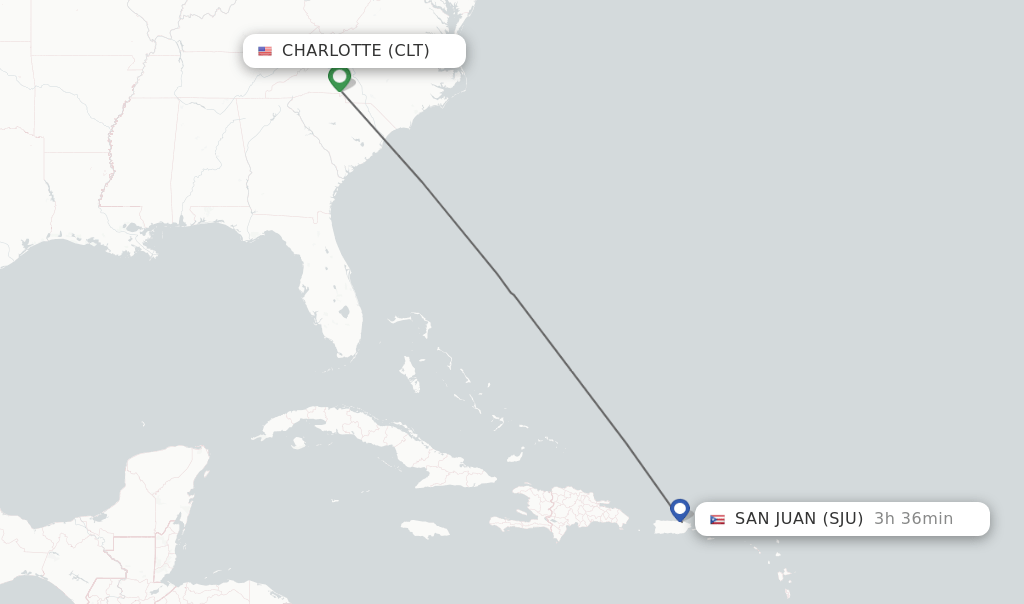 Direct (nonstop) flights from Charlotte to San Juan schedules
