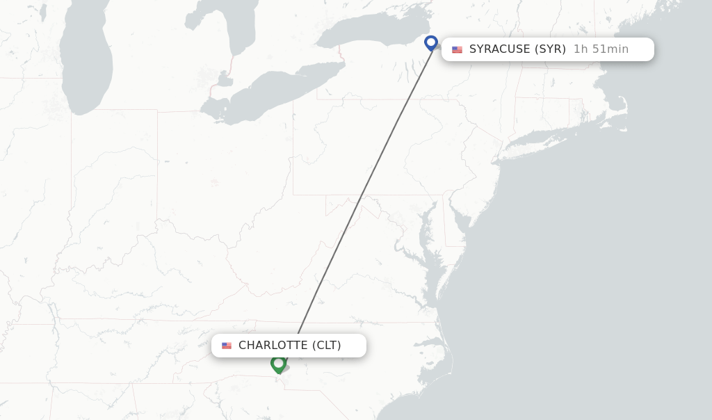 Direct (nonstop) flights from Charlotte to Syracuse schedules