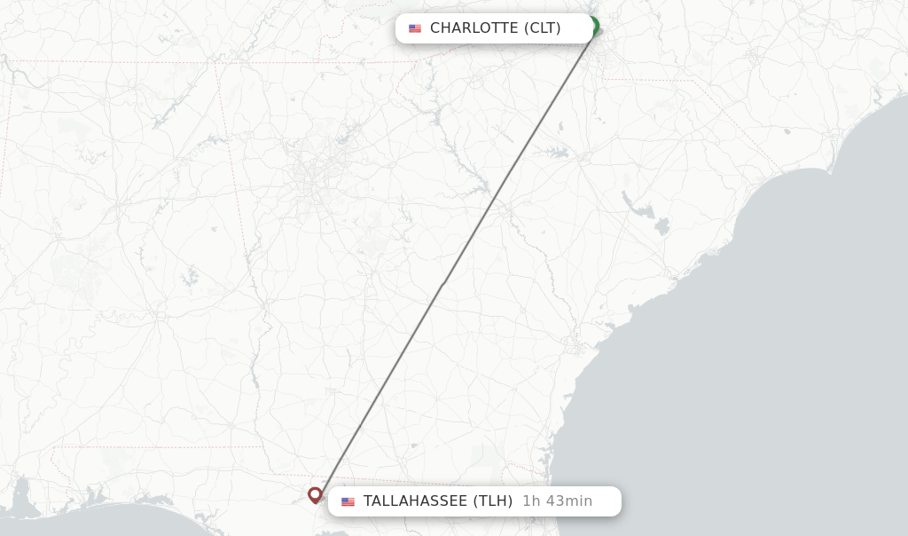 Direct (nonstop) flights from Charlotte to Tallahassee schedules
