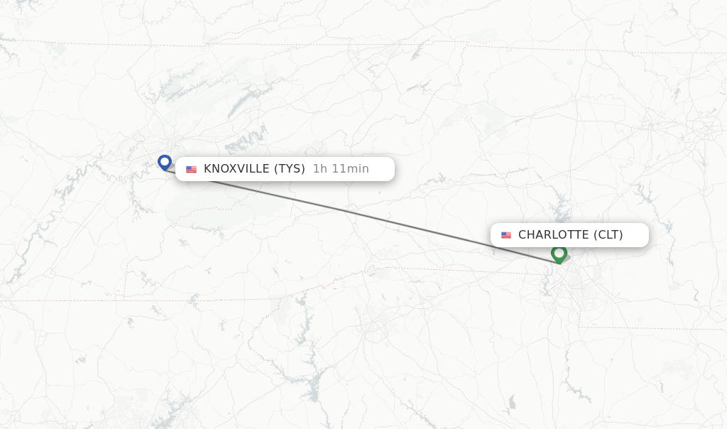 Direct (nonstop) flights from Charlotte to Knoxville schedules